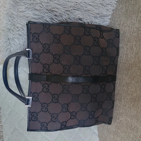 GUCCI Handbag Tote Bag Jackie GG Canvas.. Authentic - Picture 2 of 13